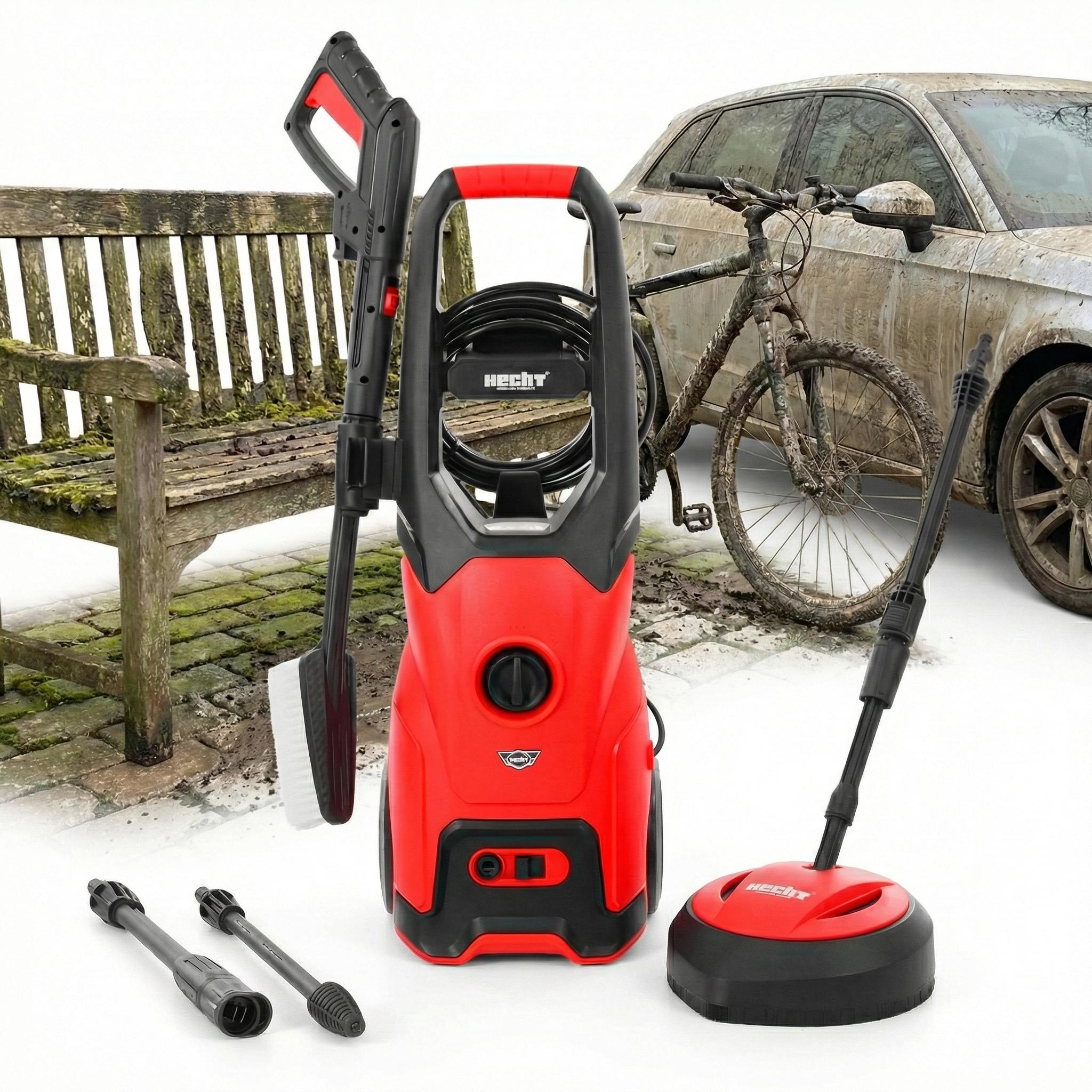 Hochdruckreiniger elektrisch mit Terassen- & Waschbürste HECHT 32000 | 1000 W | 160 bar | 420 l/h HECHT Hochdruckreiniger 32000