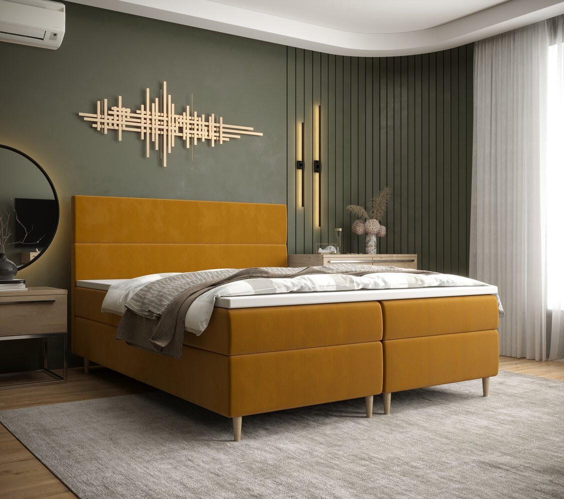 Kontinentálna manželská posteľ ANGELES - 180x200, žltá