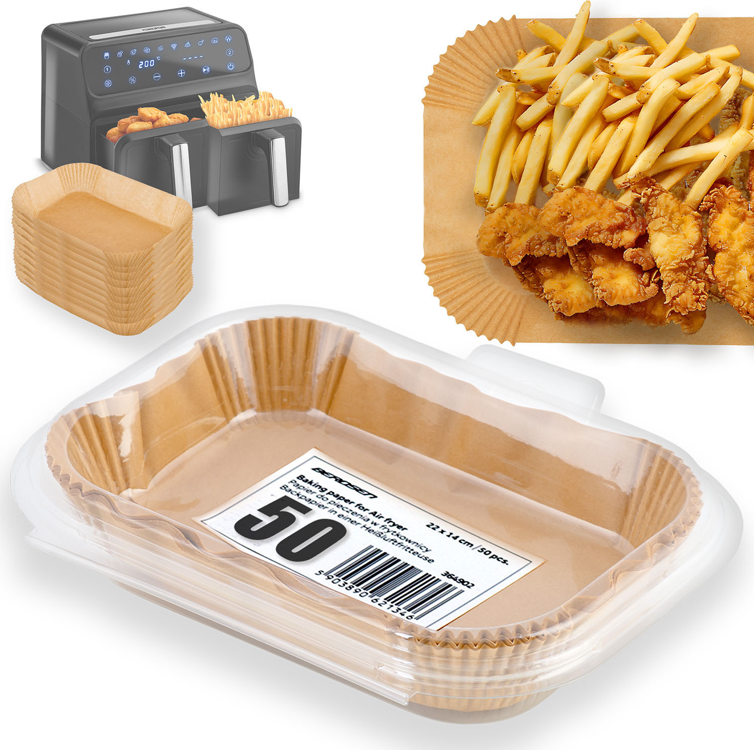 Fritteusen-Backpapier 22x14 cm Berdsen - 50 Stk AJ364902