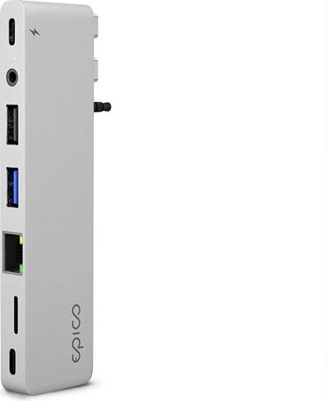 Rozbočovač Epico USB-C Pro III - strieborný