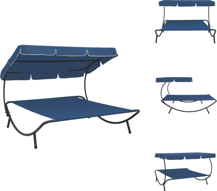 vidaXL Záhradné lehátko so slnečnou strieškou modré - Lehátka