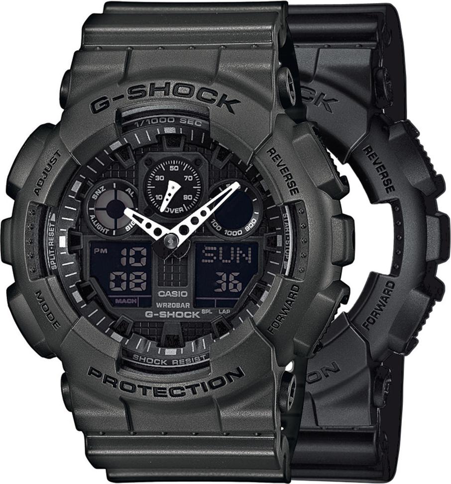 Zegarek Casio G-Shock SET GA-100-1A1ER + BEZEL 10467795 + PASEK 10467764 20BAR