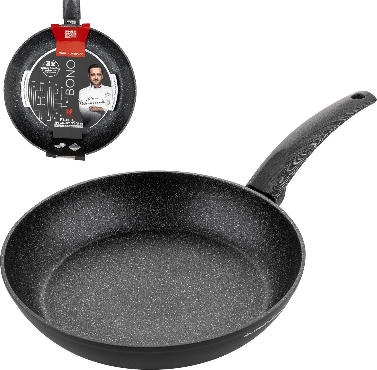 Pfanne Ø 26 cm Bratpfanne Induktion Antihaftpfanne Alupfanne Schwarz Neu FLORINA 1p0187