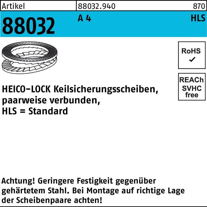 HEICO Befestigungstechnik Reyher Keilsicherungsscheiben 88032 4 3,4x7,0x1,6 880329400030000 (200 Stück)