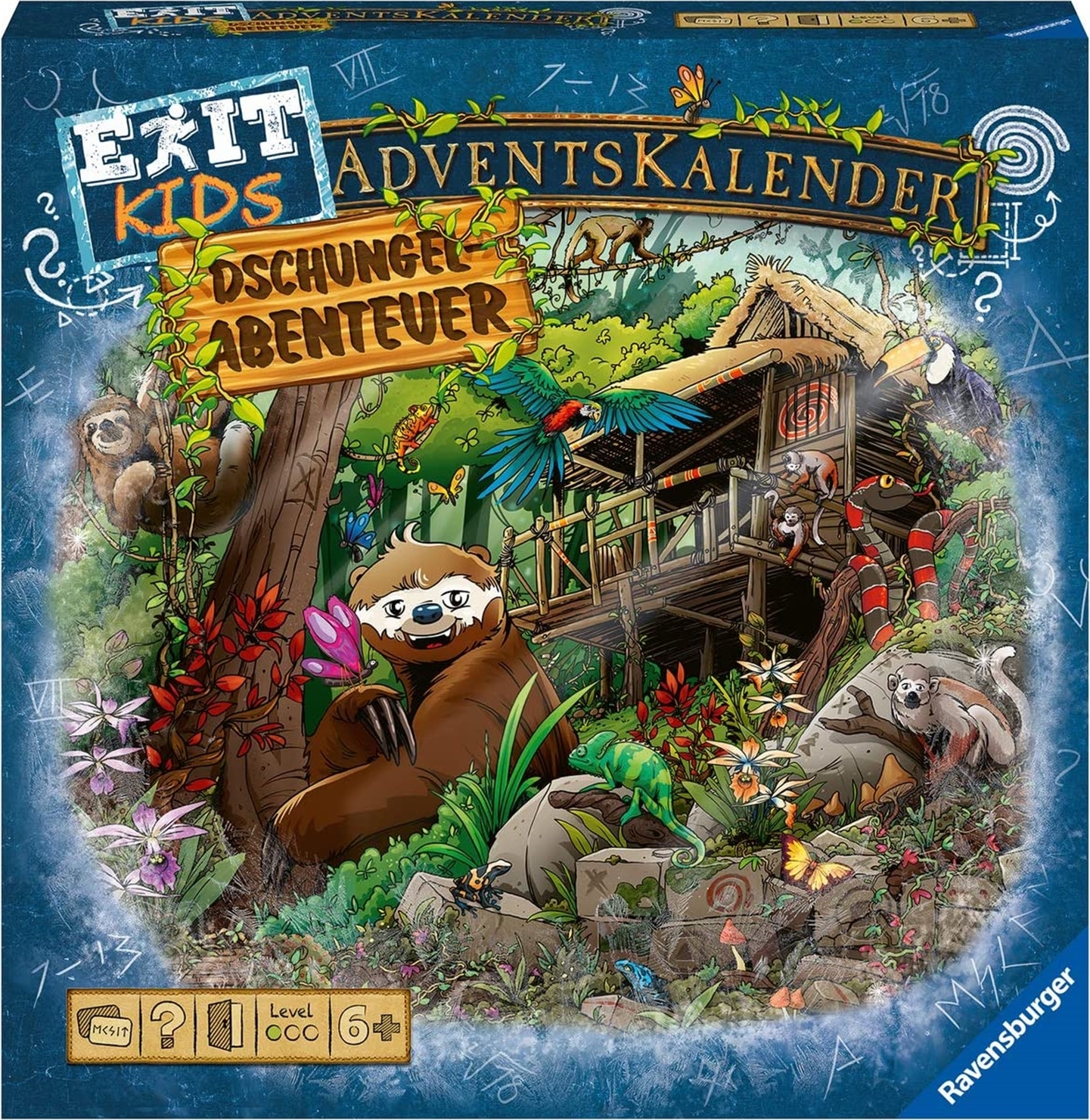 Ravensburger 18957 - EXIT Adventný kalendár pre deti - Dobrodružstvo v džungli - 24 puzzle pre nadšencov EXIT od 6 rokov