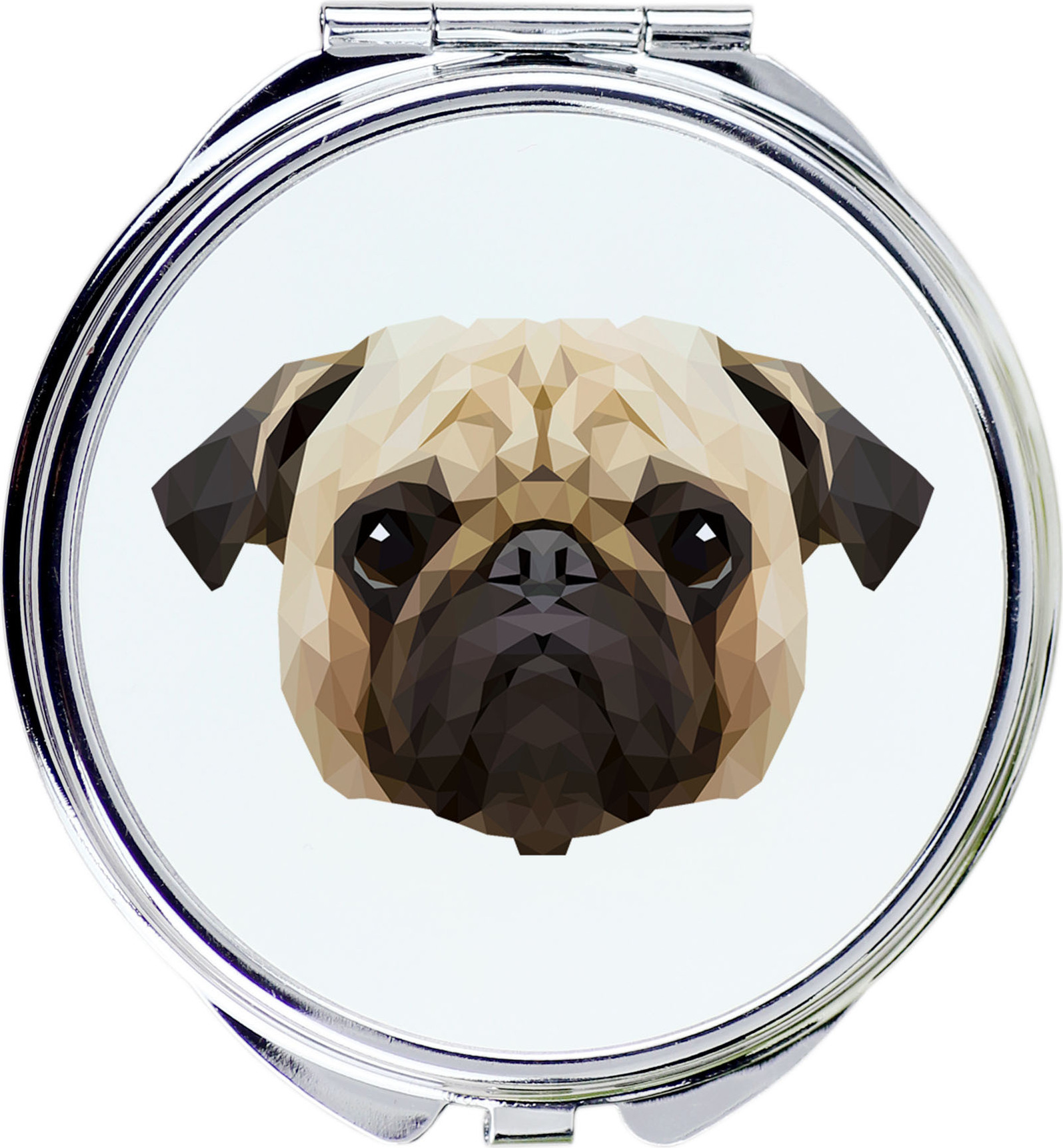 Mops, Pug, Carlin, Carlino, Doguillo - Spiegel mit Foto und geometrischem Aufdruck der Marke Art-Dog