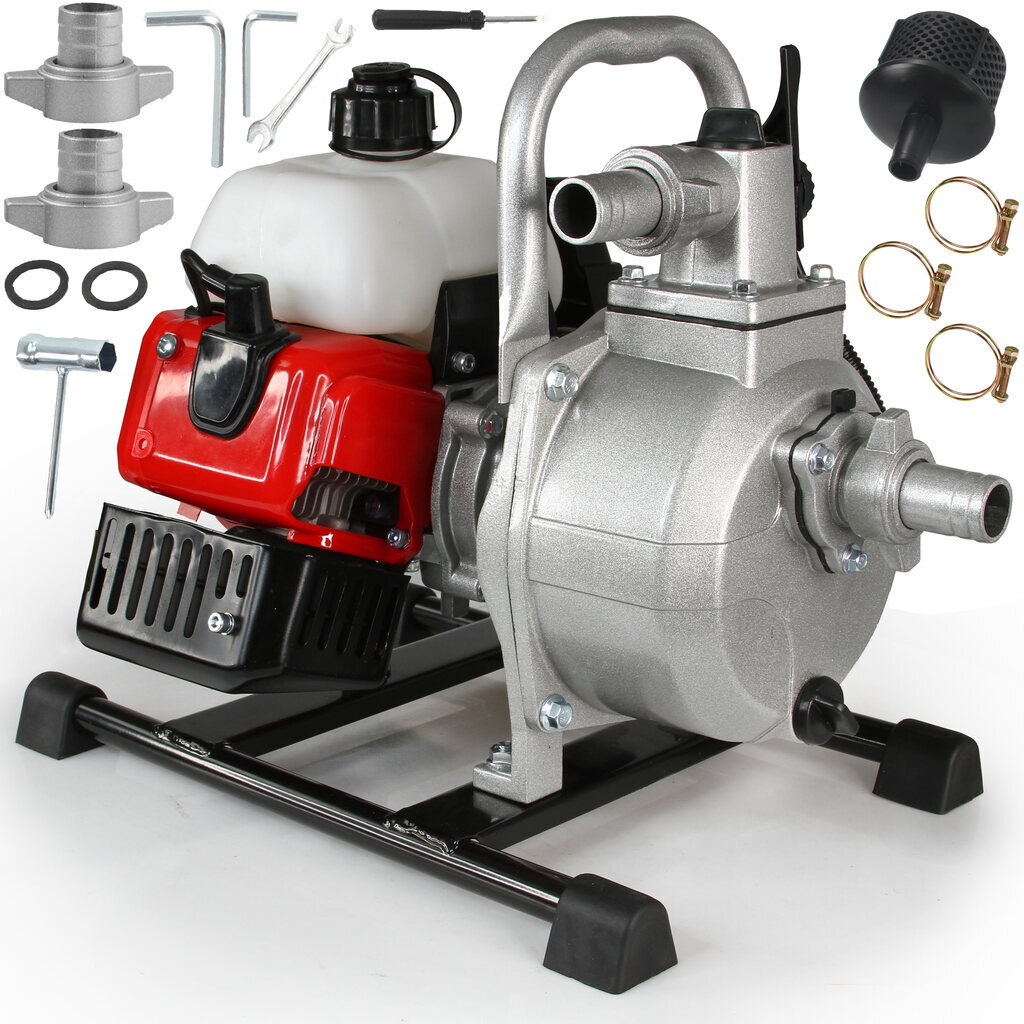 Produktbild von Wiltec Benzin Wasserpumpe 1 KW – 8000 L/h, 30 M Förderhöhe, 4-Takt-Motor, Mobil Für Garten & Überflutungen
