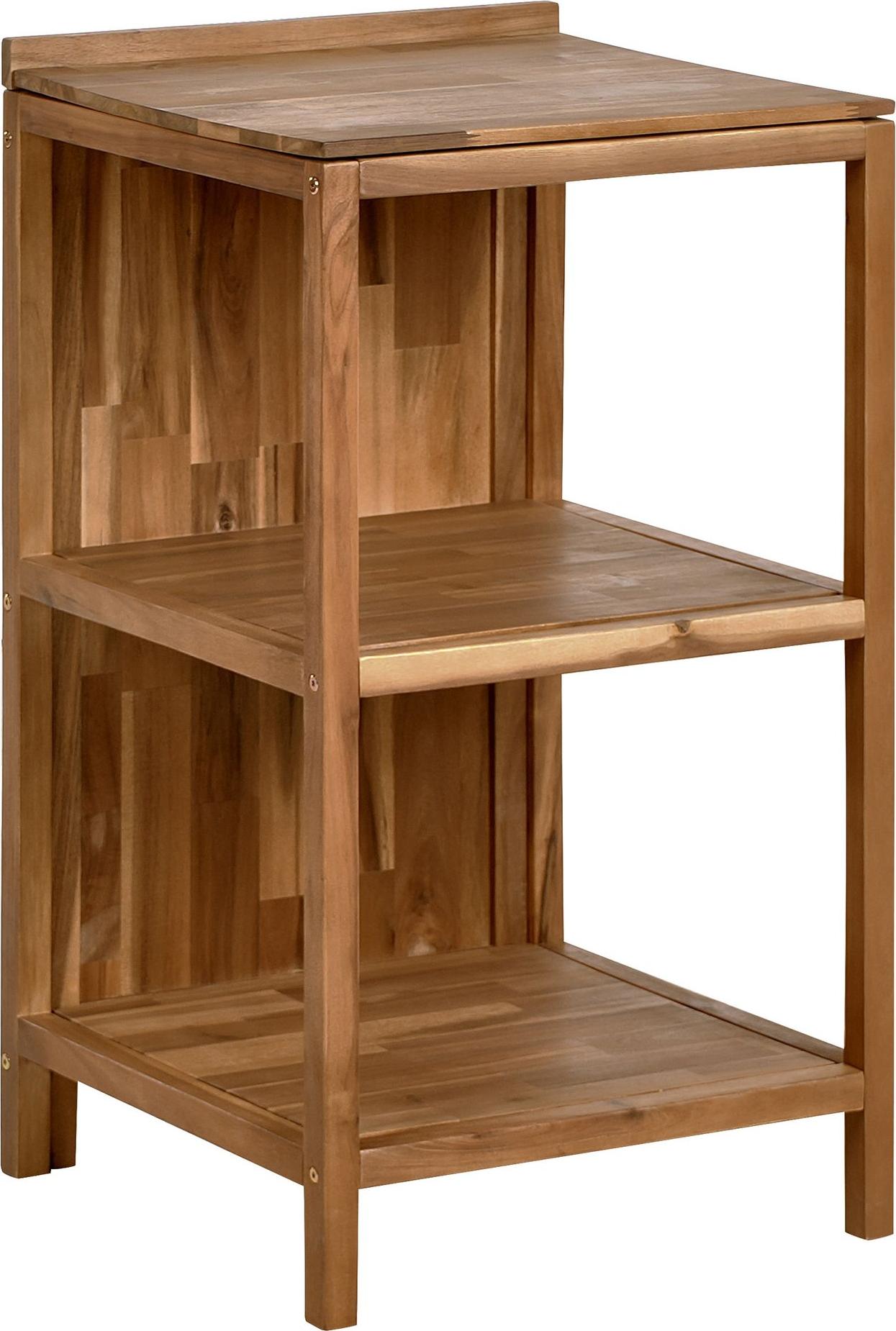 BELIANI Vonkajší kuchynský ostrovček hnedý akáciové drevo 2 police 50 x 50 x 90 cm záhradná letná kuchyňa