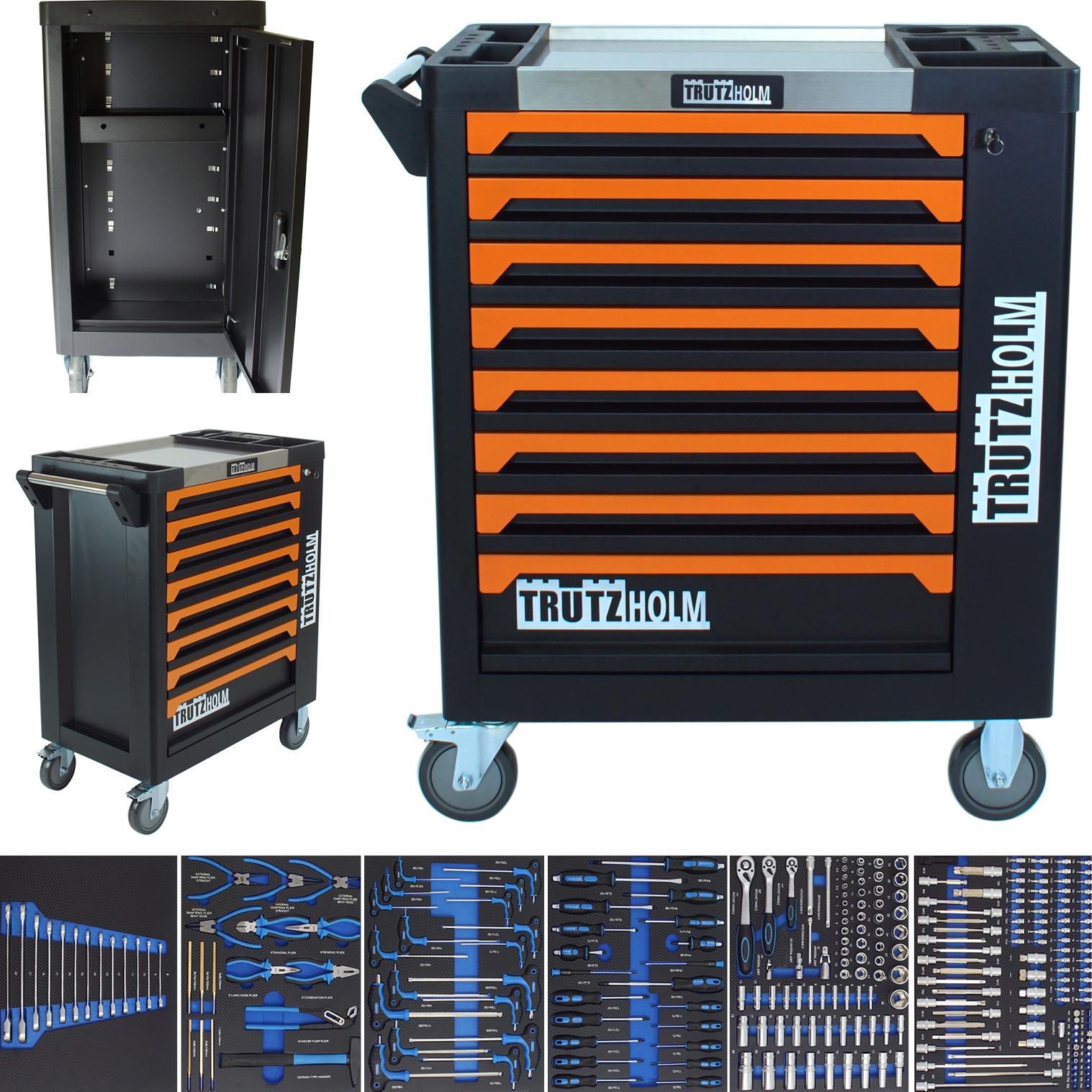 Werkstattwagen 249 tlg. bestückt 97 x 85 x 46 cm Werkzeugwagen Werkzeugorganisation in orange