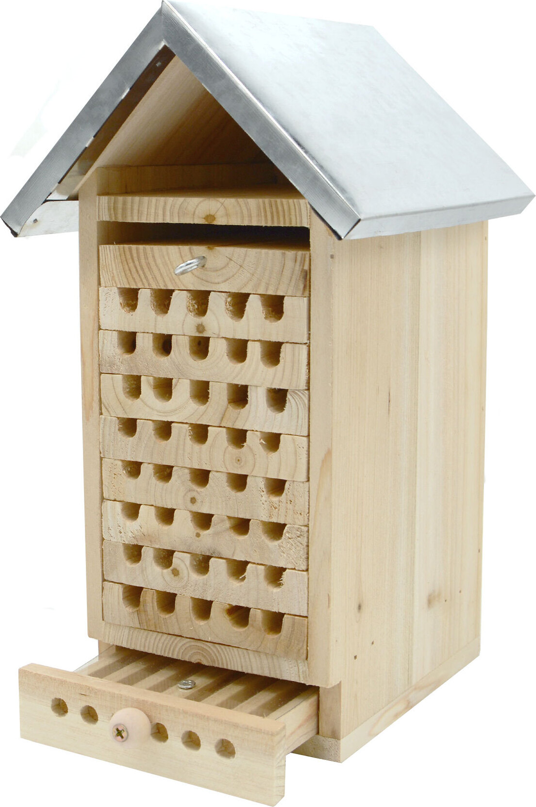 UNUS Insektenhotel Bienenhaus Bienenhotel aus Holz mit Zinkdach 22106-NA