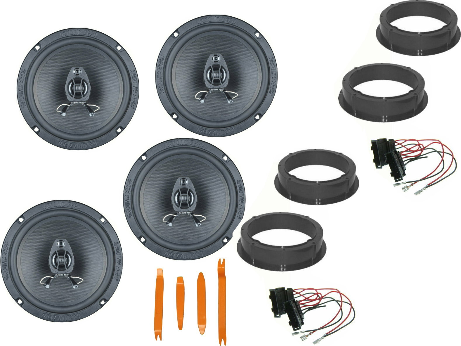 DSX Ground Zero Set für VW Jetta 4 BJ 11-16 Tür Vorn Hinten 480 W Bügel gz2koajetta4b