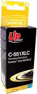 Kompatibilný atrament UPrint s CLI551C XL, C-551XLC, azúrový, 695s, 11 ml, veľkokapacitný