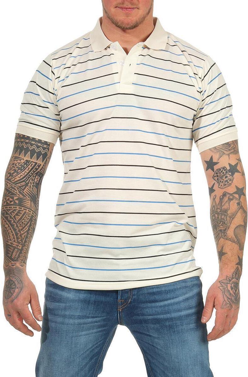 eloModa Herren Polo-Shirt Stretch Kurz-Arm; Creme-Elfenbein L 287-Creme-Elfenbein-L