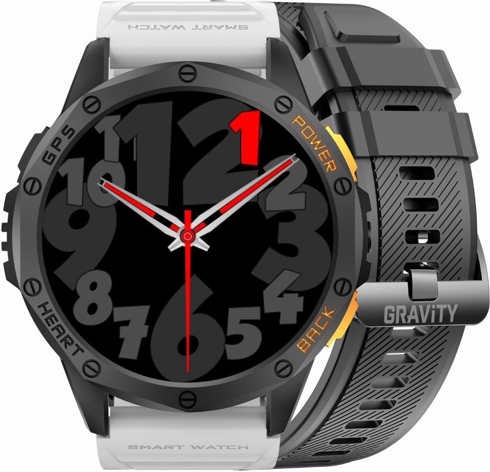 GRAVITY GPS GT24-2 Herren-Smartwatch Schwarzes Silikonarmband + Weißes Silikonarmband