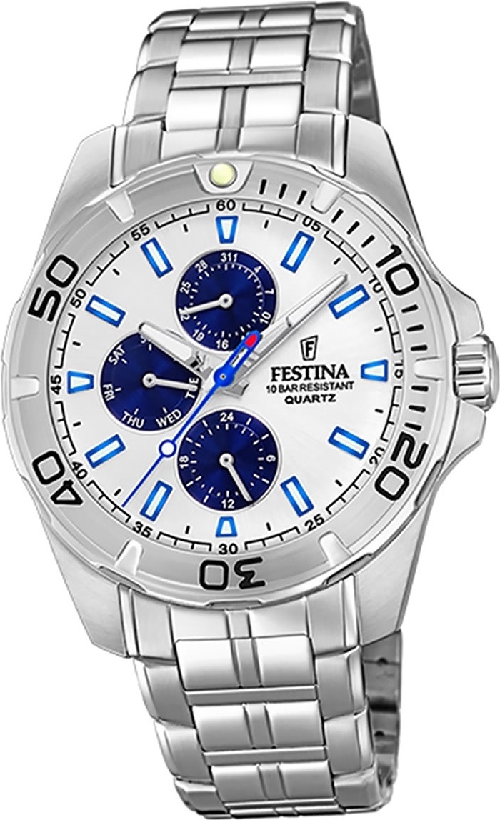 Festina pánske hodinky z nehrdzavejúcej ocele F20445/1 náramkové hodinky strieborné multifunkčné D2UF20445/1