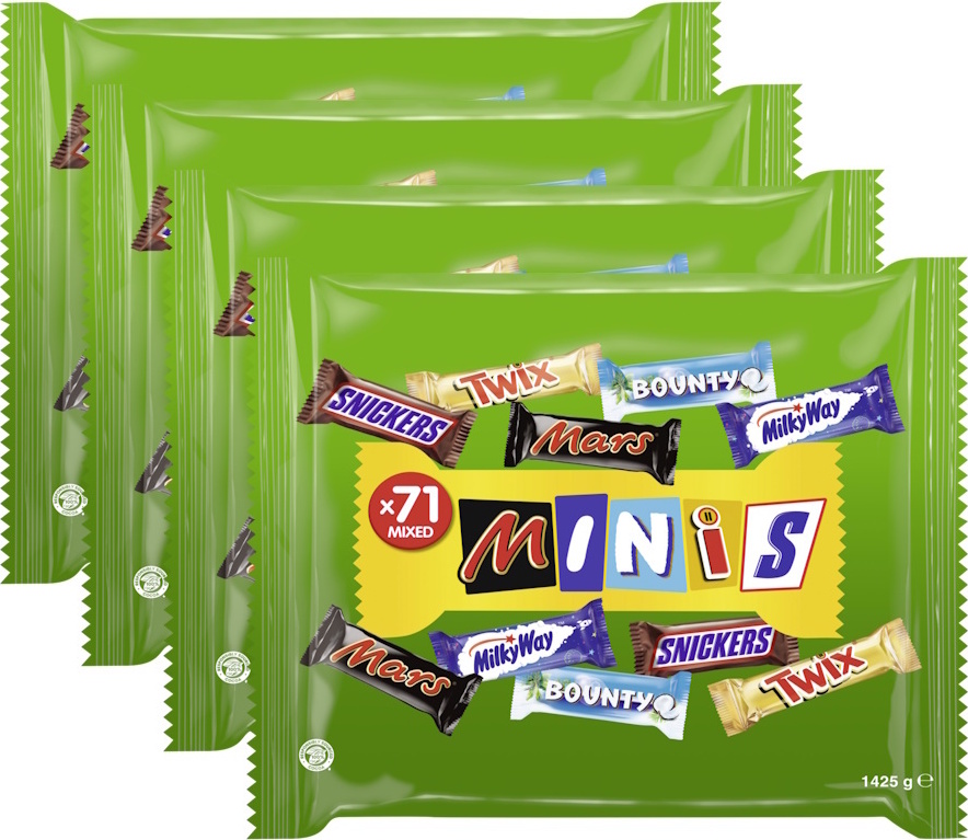 MIXED Minis 4x1425g Twix, Snickers, Mars, Bounty, Milky Way - Partymix