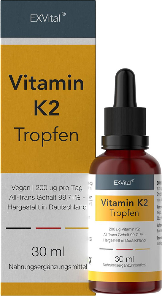Vitamin K2 - Menaquinon MK-7 all-trans-Vitamin hochdosiert von EXVital, 30ml Tropfen