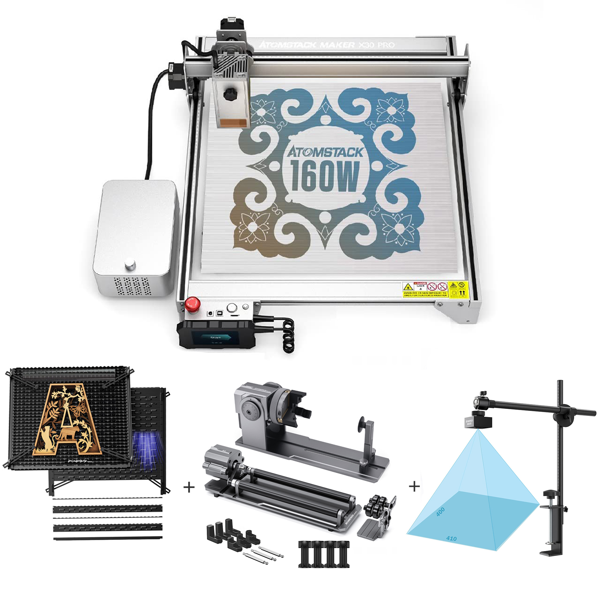 ATOMSTACK Maker S30 Pro Laser Engraver Cutter R3 Roller F1 Honeycomb Plate,  33W Laser Power 
