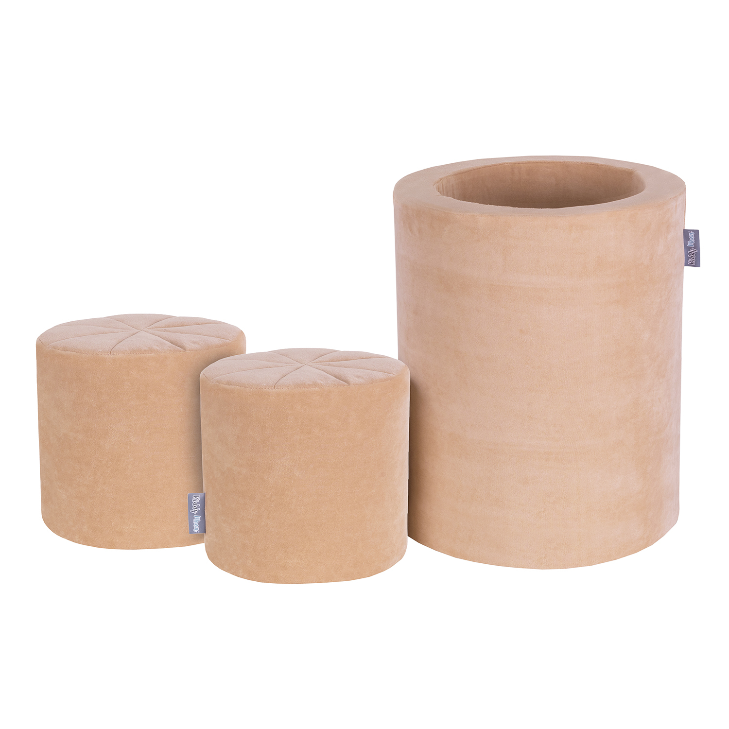 KiddyMoon Velvet Spielplatz Aus Schaumstoff Element Fass/Puff/Puff Für Hindernisläufen Und Bällebad Für Babys Und Kinder, Wüstenrosa
