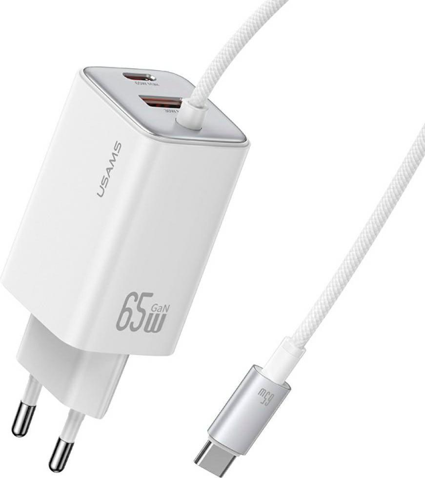 Usams Jc Series Cc266 65W Gan Fast Charger 2Xusb-C 1Xusb-A White