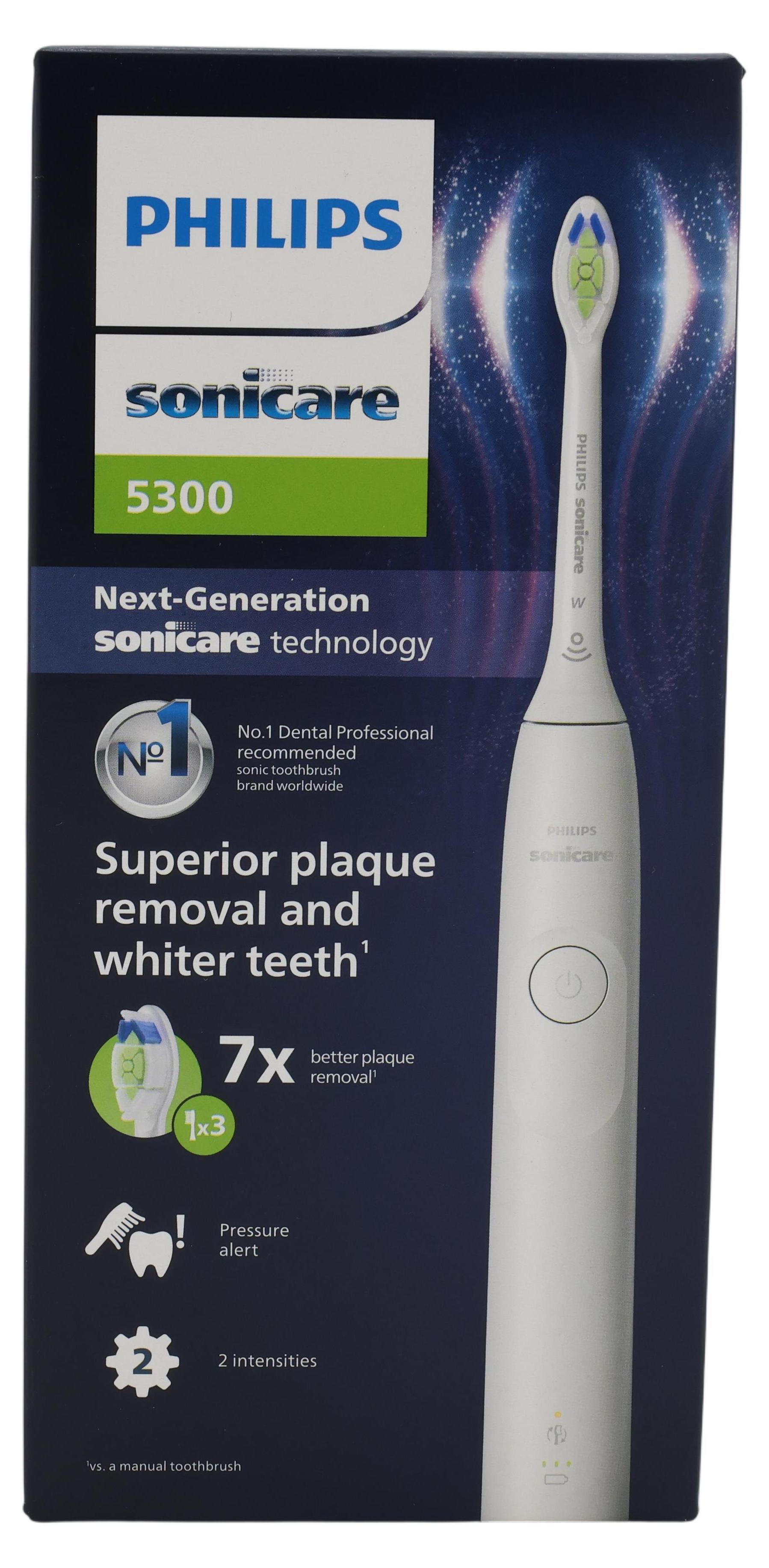 Philips 5300 series HX7108/04, Dospelý, Sonická zubná kefka, Denná starostlivosť, 62000 pohybov za minútu, Biela, 2 min, 4 x 30 sec