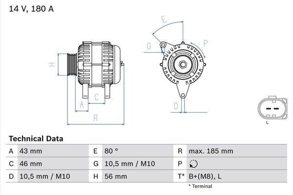 Drehstromgenerator BOSCH 0 986 081 390