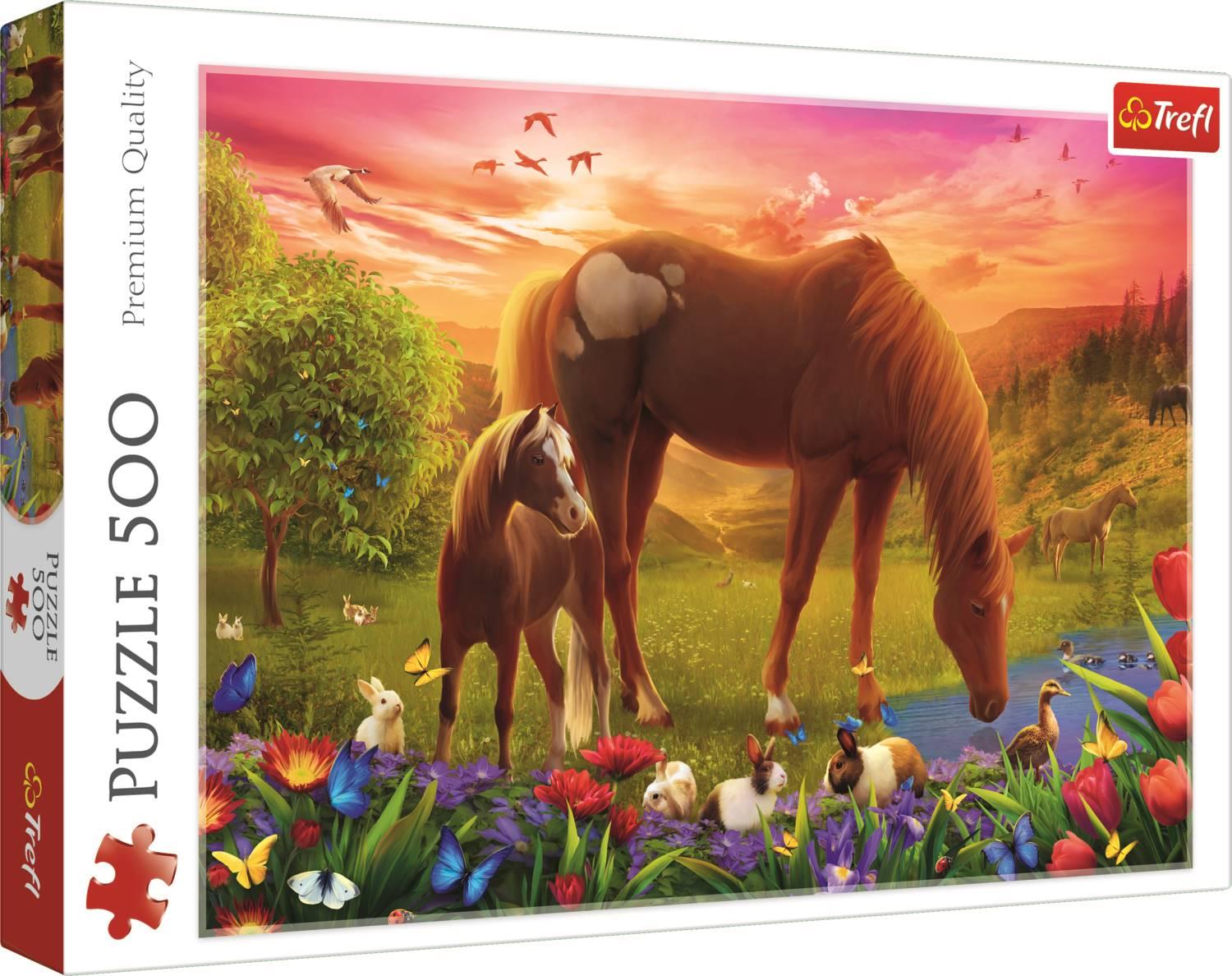 Trefl - Cavalli nel Prato - Puzzle 500 Pezzi - Puzzle per Aanti degli
