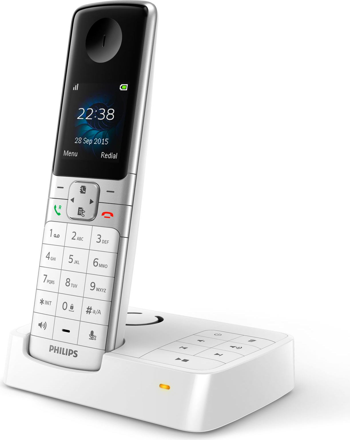 Philips D6351W Schnurloses Telefon mit Anrufbeantworter 1,8"-Display - Telefonbuch mit bis zu 100 Namen - Nummernerkennung und -sperre - Plug & Play - Weiß
