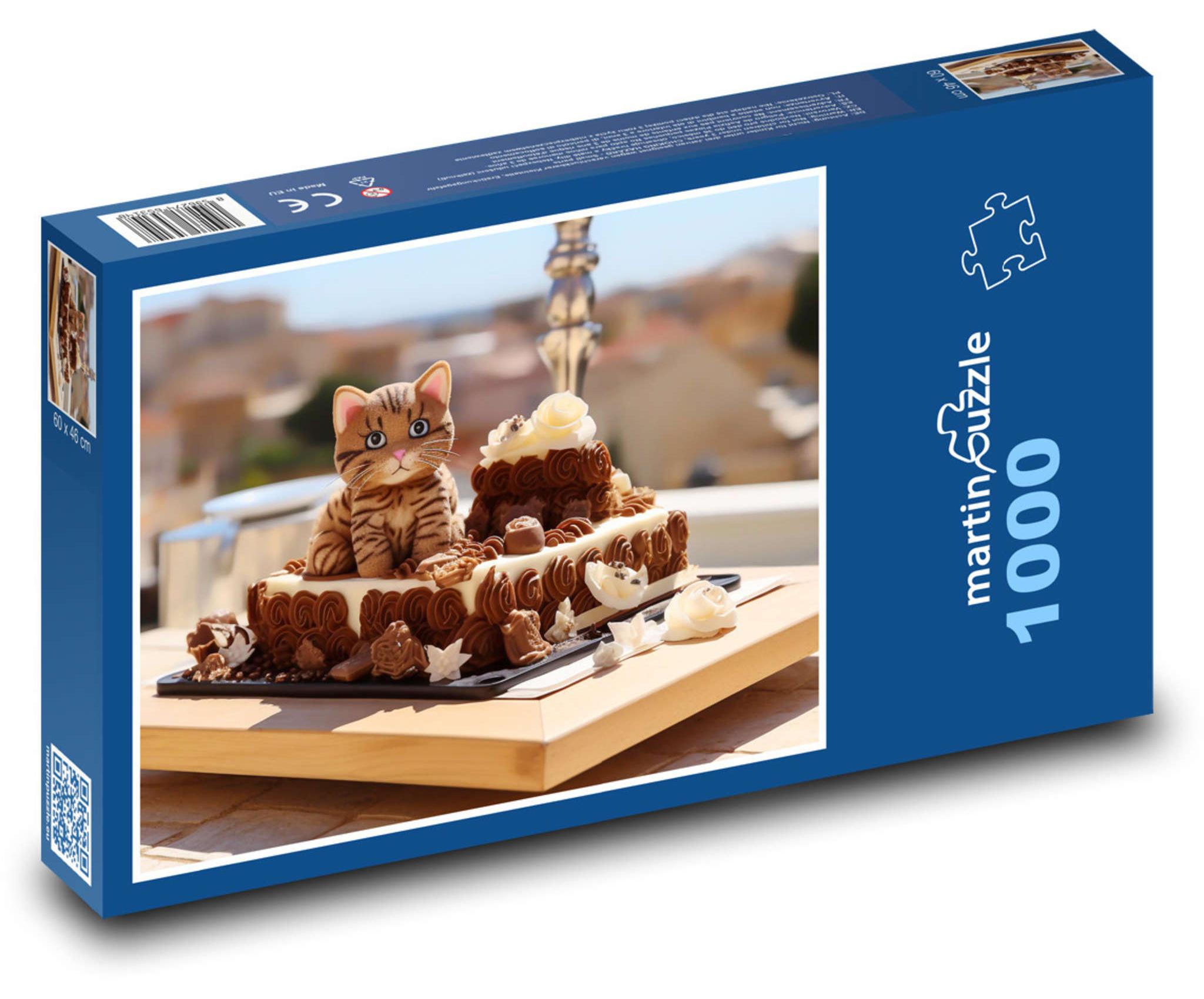 MCprint Puzzle 1000 Schokoladenkuchen mit Katze - martinpuzzle