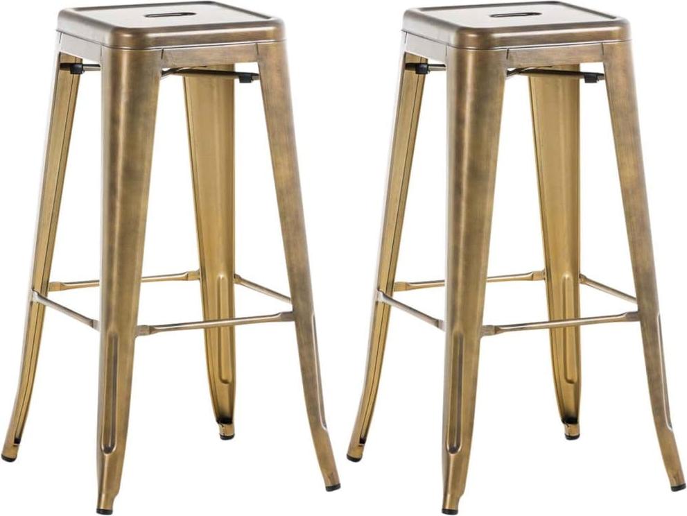 BellaFurn 2-teiliges Set Barhocker – Küchenhocker – stapelbar und wartungsfreundlich | Farbe: Gold 314342