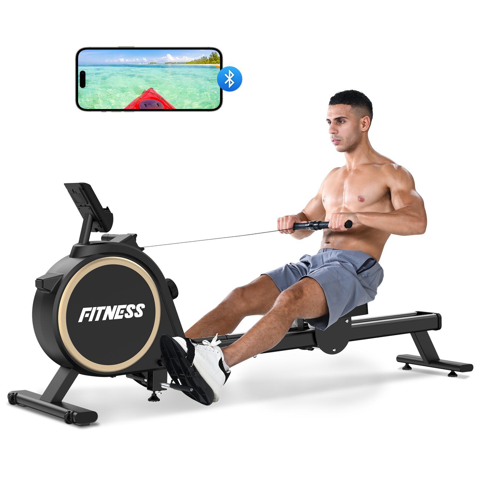 Rudergeräte für Zuhause leises - 16-stufiger Magnetwiderstand - mit Bluetooth App-Unterstützung - Tablet-Halterung und bequemes Sitzkissen - 160 kg