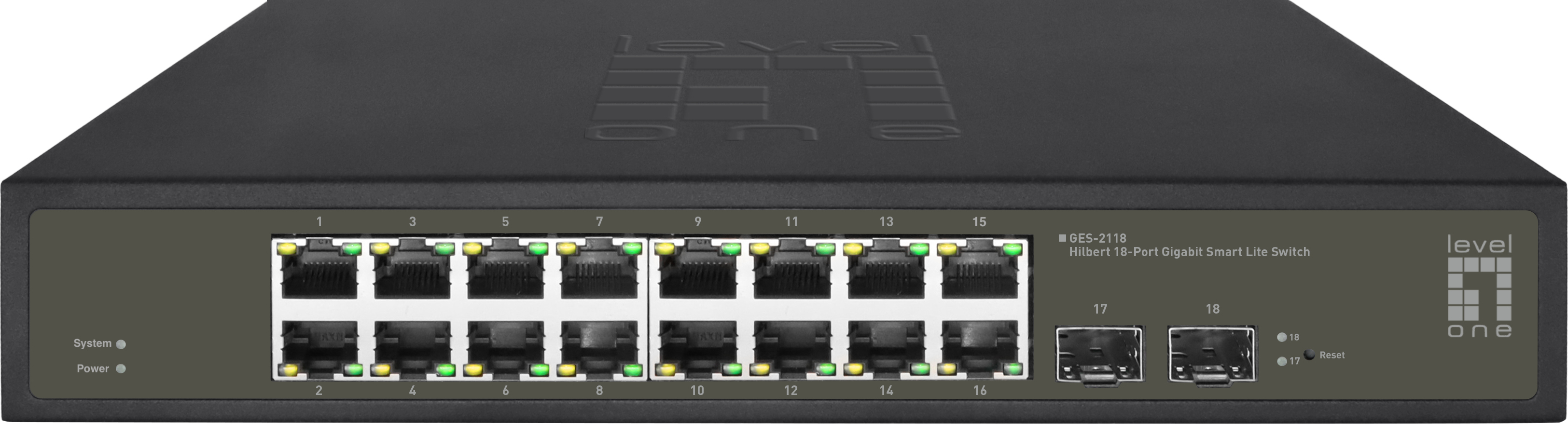 LevelOne Switch 16x GE GES-2118 2xGSFP 19" Hilbert