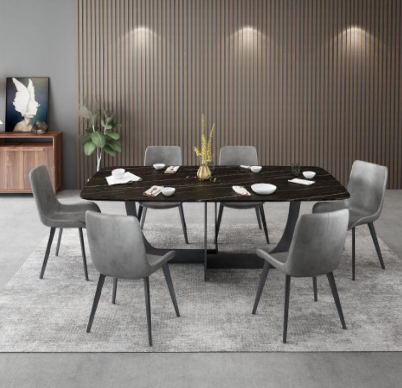 AEA Moderne Esszimmer Garnitur Rechteckiger Esstisch 6x Kunstleder Stühle