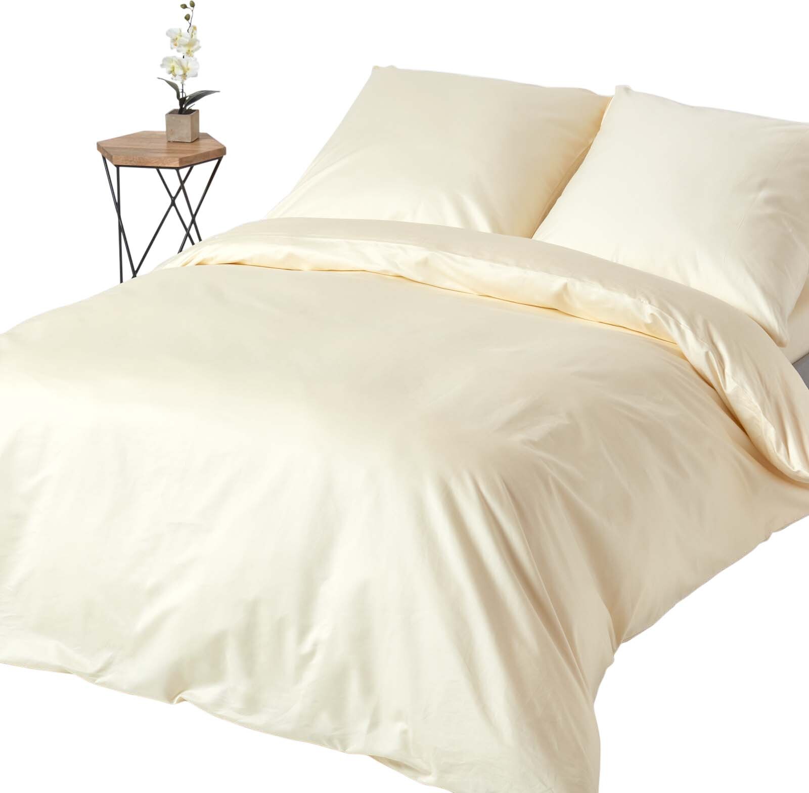 HOMESCAPES Bettwäsche vanille Fadendichte 1000, 240 x 220 cm BL1190G