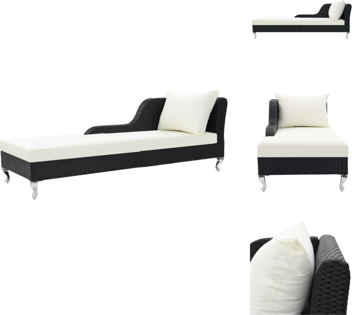 vidaXL Lehátko s vankúšom z polyratanu čierne - Lehátka