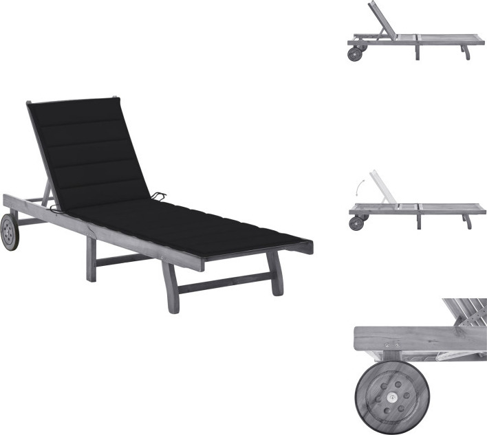 vidaXL Lehátko s vankúšom sivé akáciové masívne drevo - Lehátka