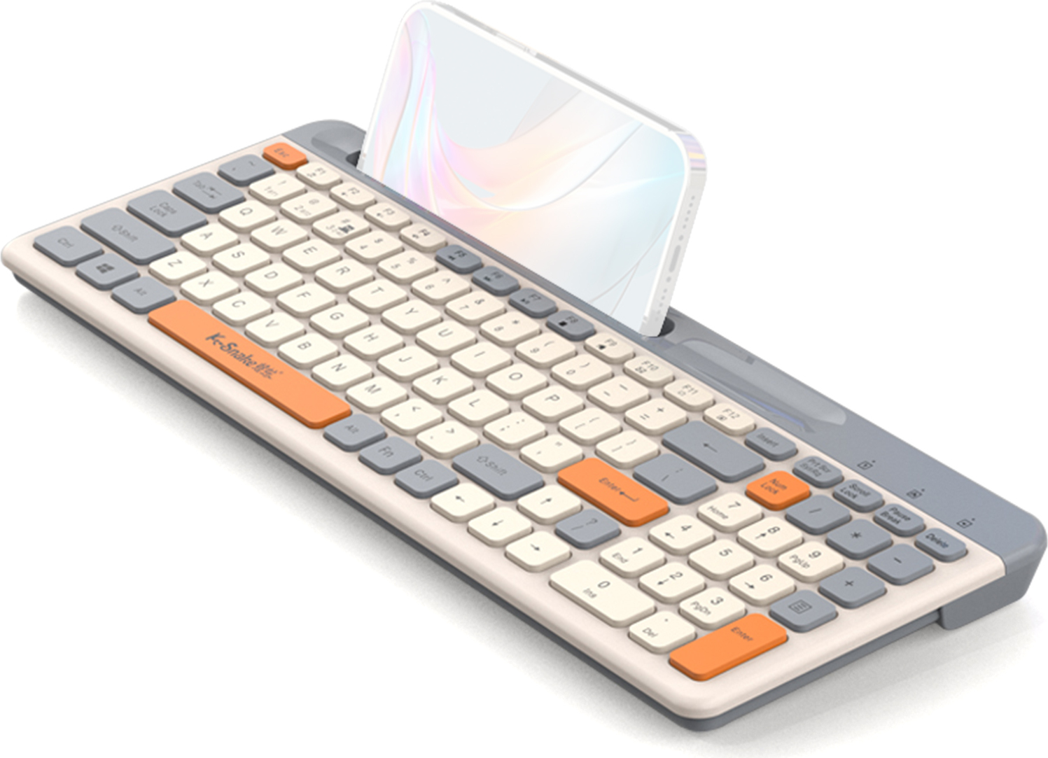 Aibecy K100 2,4G Kabellose Tastatur gaming bluetooth 100-Tasten Mechanische Tastatur Ultra-Slim-Tastatur mit Telefonhalter - Grau