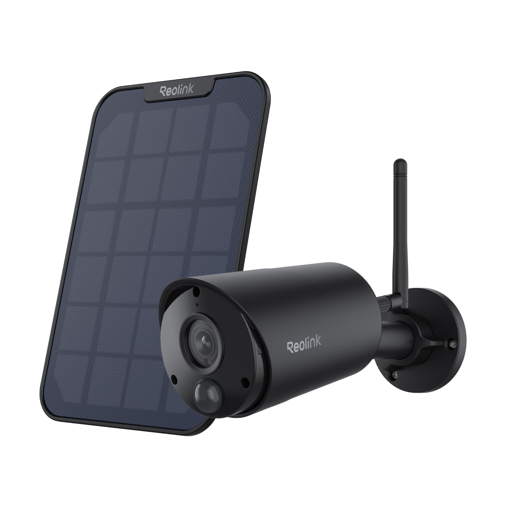 Reolink Argus Eco+Solar Panel, 3MP batériová WiFi vonkajšia bezpečnostná kamera, detekcia osôb/vozidiel, 2,4 GHz WiFi, nočné videnie, 2-cestný zvuk, čierna