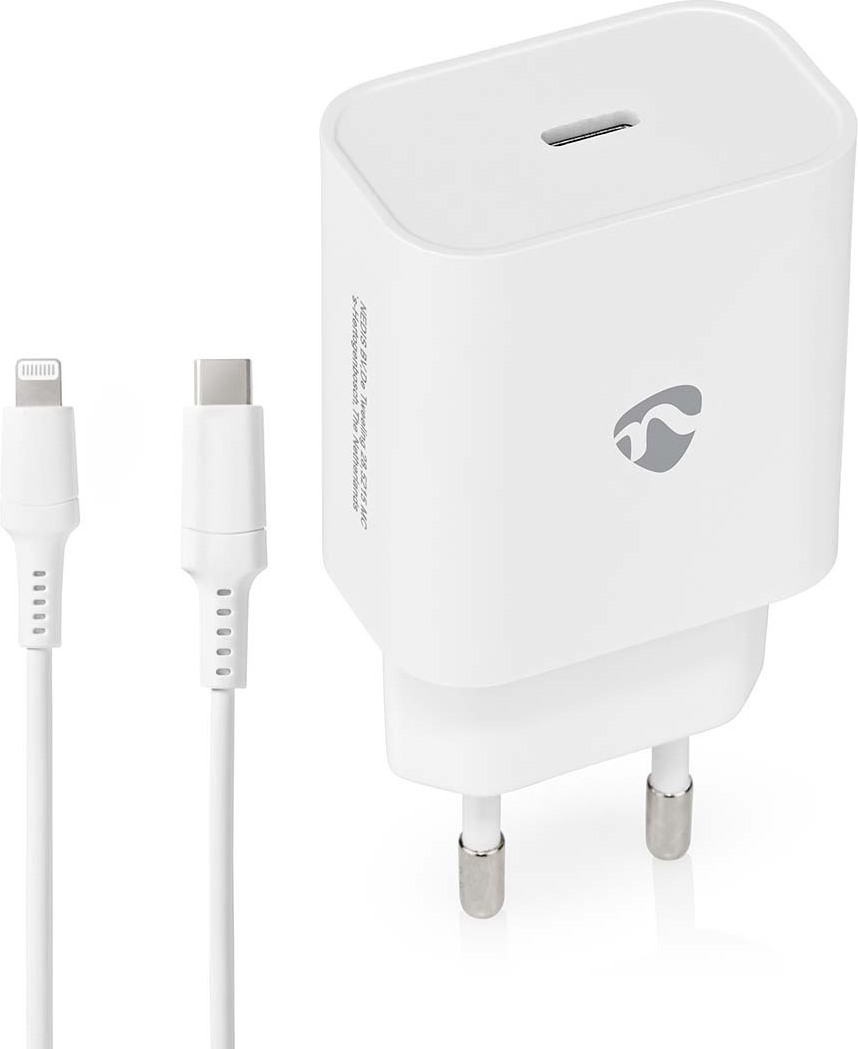 Nedis Wcpdl20W112Wt Nabíjačka s funkciou rýchleho nabíjania Pd3.0 20W 1,67 A / 2,22 A / 3,0 A Výstupy: 1 Usb-C&Trade; Lightning 8-Pin (voľný) kábel 1,0 M 20 W Automatická voľba napätia