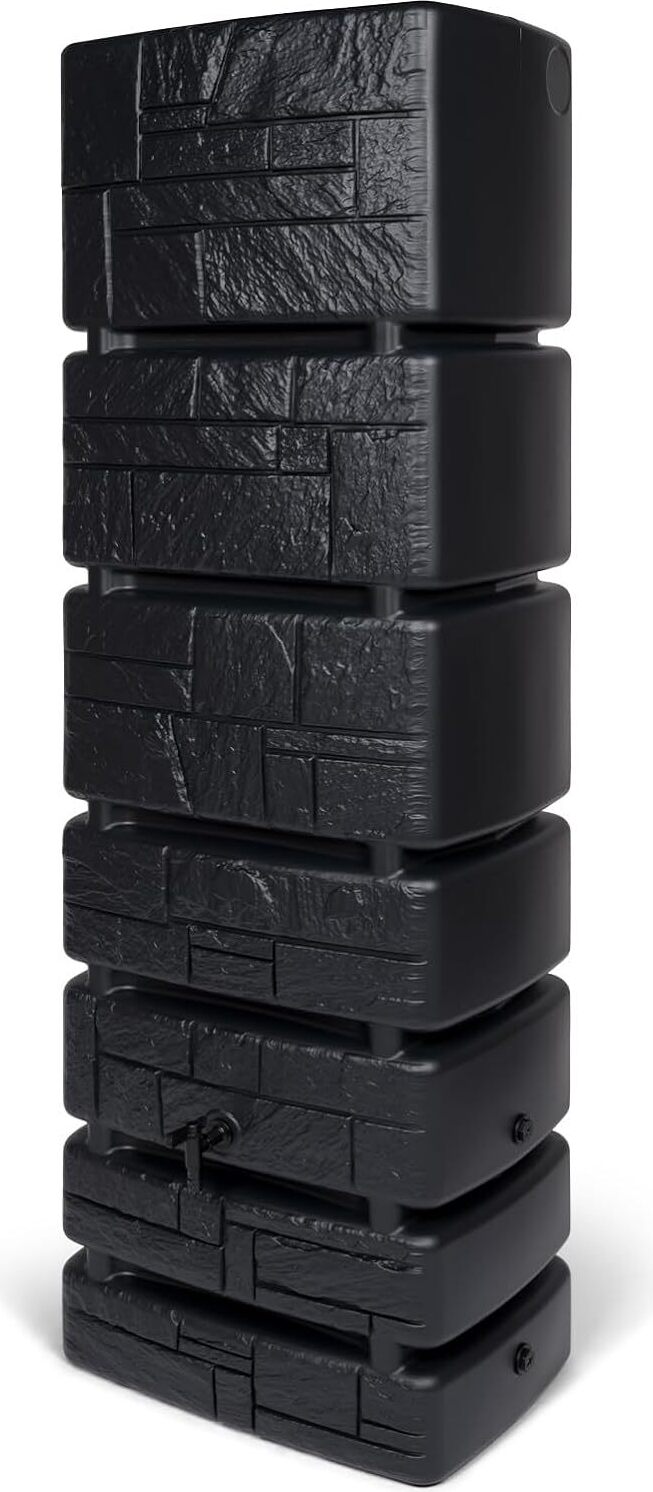 Kreher Technik Wassertonne Tower Stone mit Wasserhahn und Füllautomat in Anthrazit, 350 Liter Nutzungsvolumen 80635