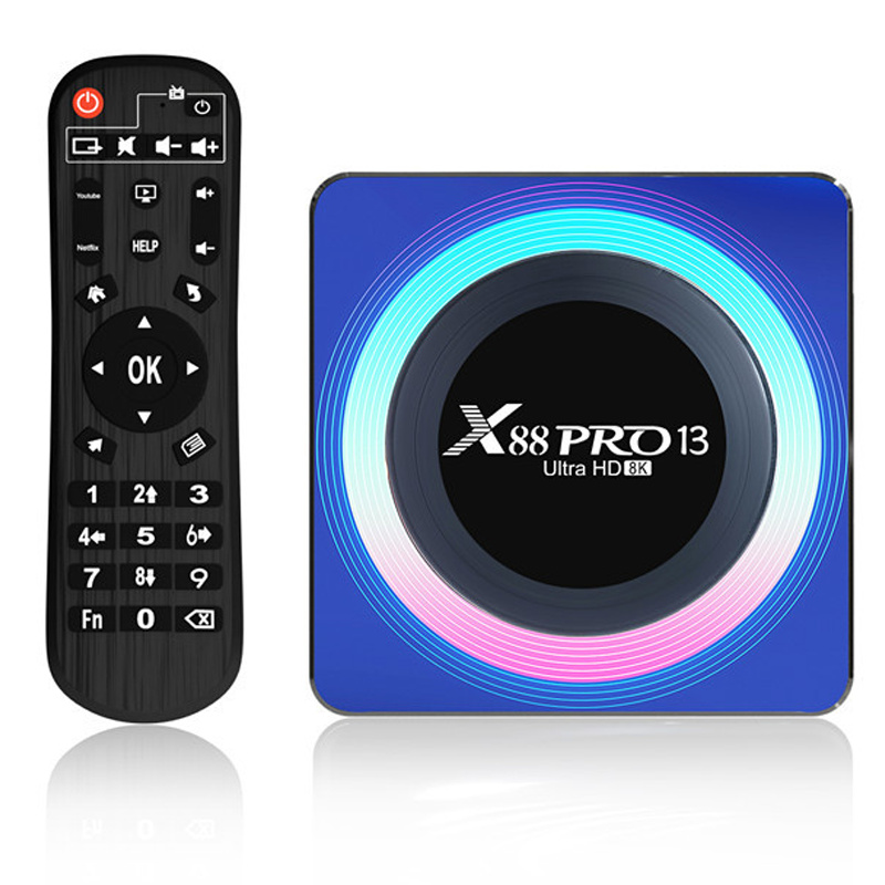 ZELURXX Android 13.0 TV-Box, Rockchip 4K 2,4G/5G, WLAN, BT5.0, 8K Global Mediaplayer, LED-Licht, Schwarz, 4GB/64GB