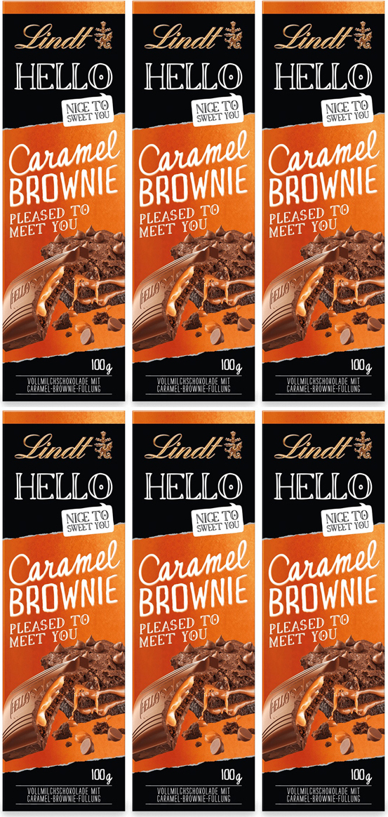 Lindt Hello Caramel Brownie Caramel Brownie Füllung 100g 6er Pack 52112-6