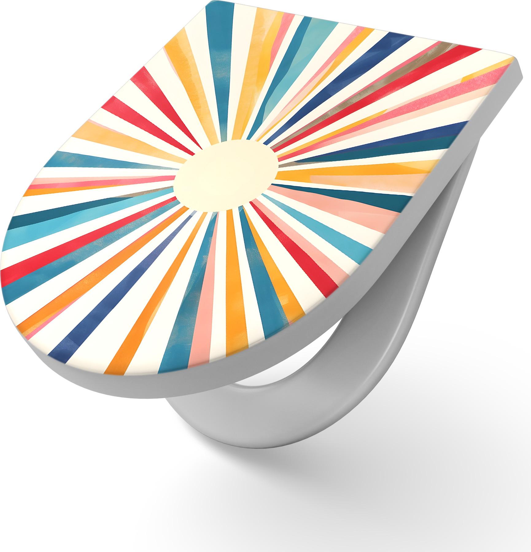 DEQORI WC-Sitz Duroplast 36,4x45,4 cm 'Strahlenfreude' Toilettensitz WC-Brille Design TS-36-45-SC-W-5293-UV