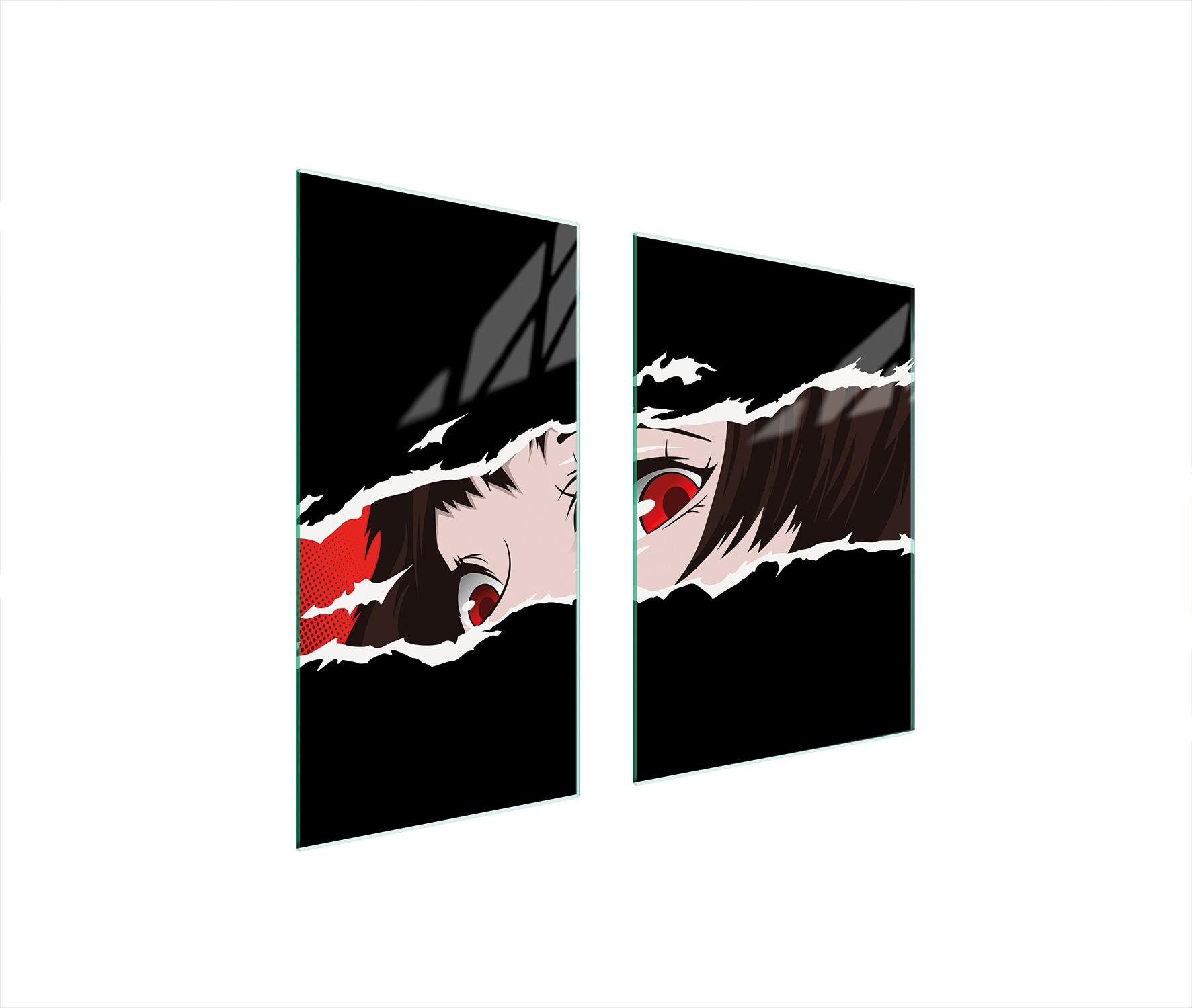 TMK ArtDeko Herdabdeckplatten 2 teilig 75x52 Ceranfeld Abdeckung Glas Schneidebrett Frau Schwarz