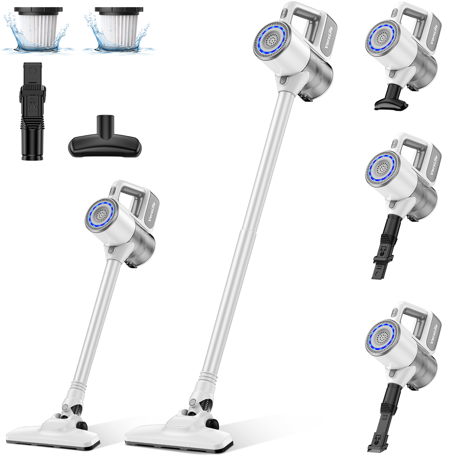 ZMH Battery Vacuum Cleaner 30 KPa Vacuum Cleaner Wireless up to 40 Minutes Running Time 6-in-1 Wireless Vacuum Cleaner Handle Vacuum Cleaner for Hard Floors Carpet Pet Hair S6PROEU