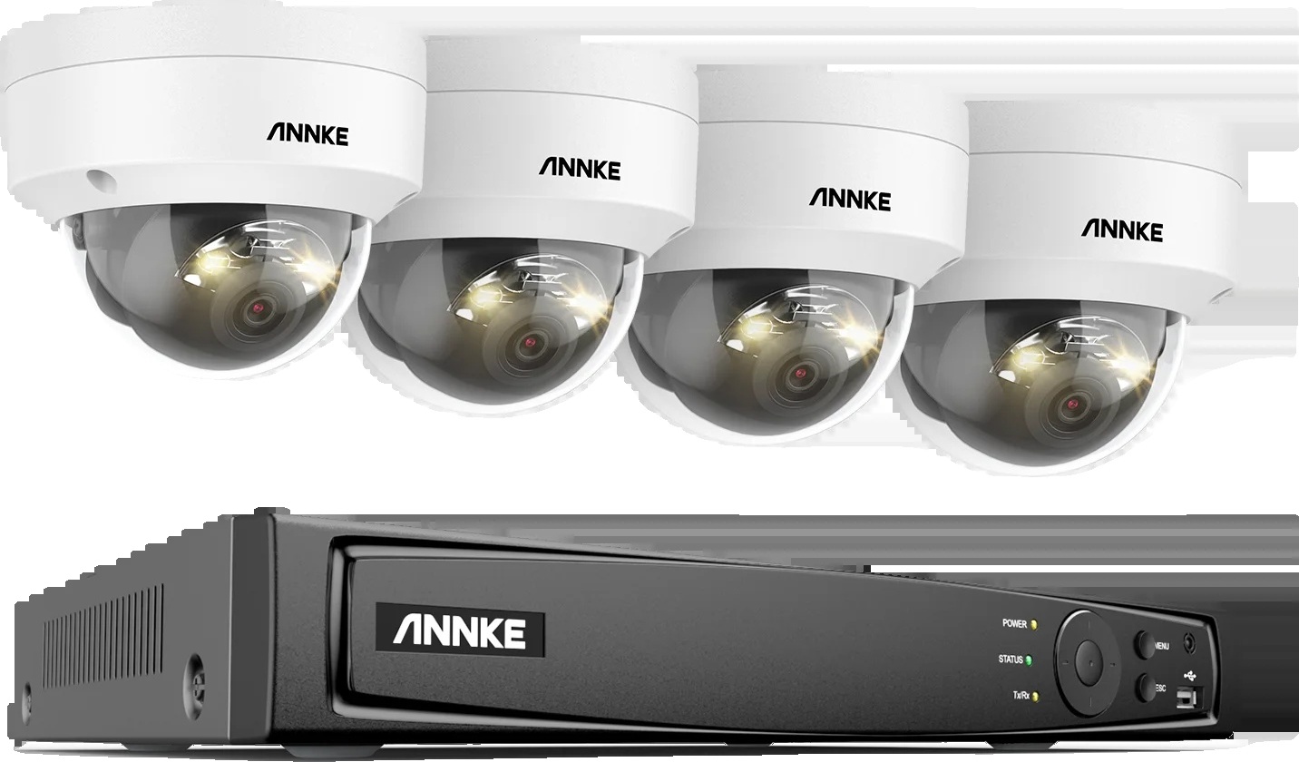 8CH monitorovací kamerový systém, rozlíšenie 12MP, inteligentná detekcia osôb a vozidiel, 8CH 4 ks kamier, žiadne