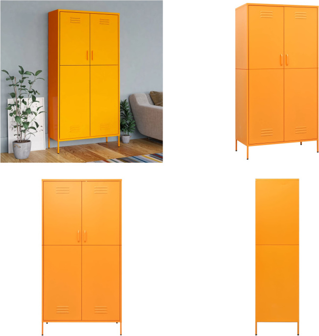 vidaXL Kleiderschrank Senfgelb 90x50x180 cm Stahl - Kleiderschrank - Kleiderschränke - Kleiderständer - Schrank HL336245