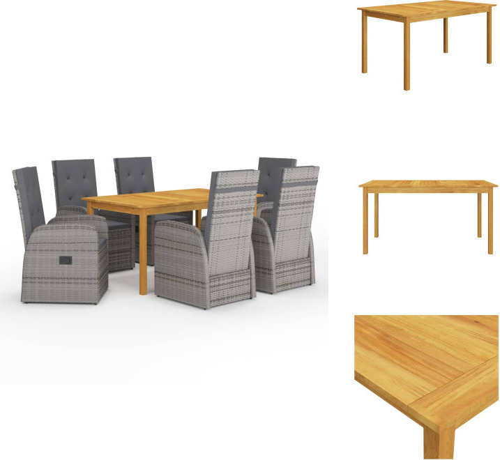 vidaXL 7-dielny záhradný jedálenský set sivý - Záhradné nábytkové zostavy