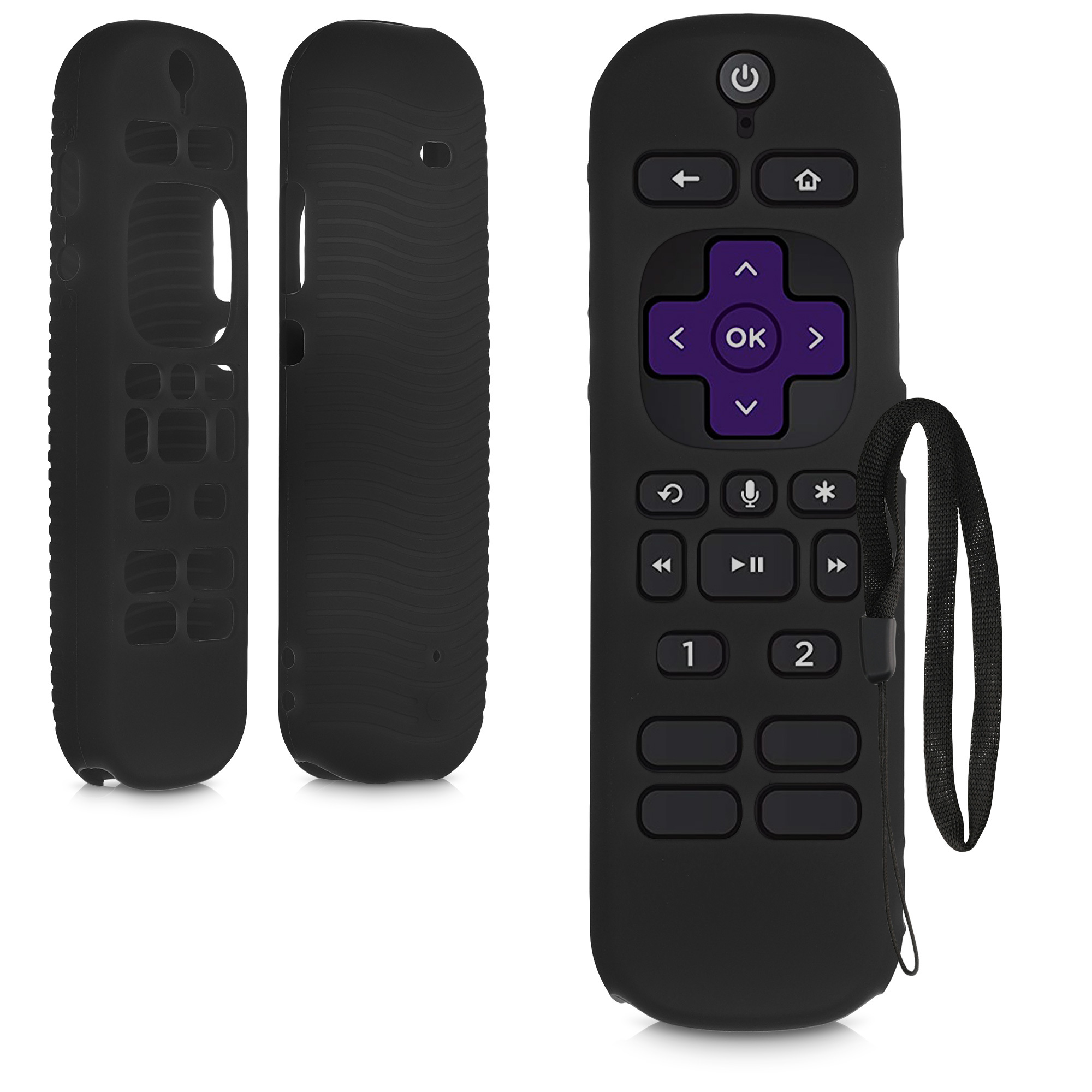kwmobile Hülle Fernbedienung kompatibel mit Roku Voice Remote Pro 2021 Hülle - Silikon Case für TV Zubehör in Schwarz 57899.01