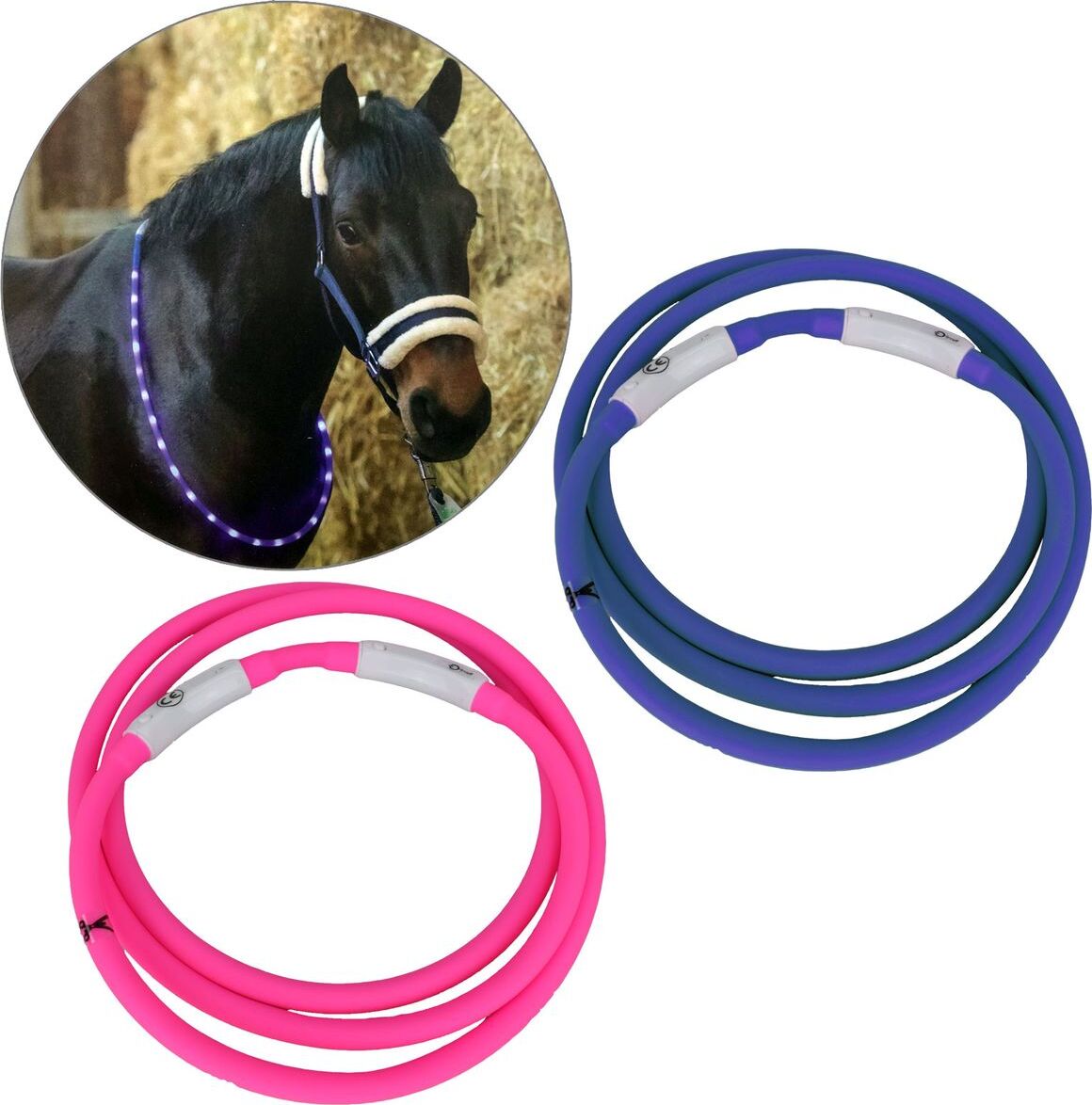 USG-Reitsport USG LED-Leuchthalsring für Pferde, Farbe:pink USG-13200018-169